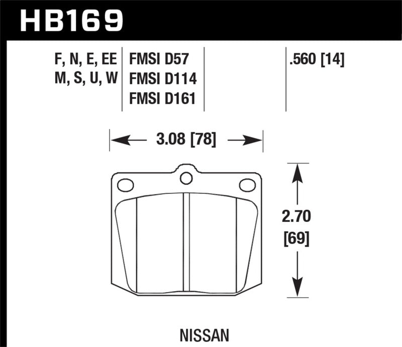 Hawk 75-78 Nissan 280Z Black Race Front Brake Pads