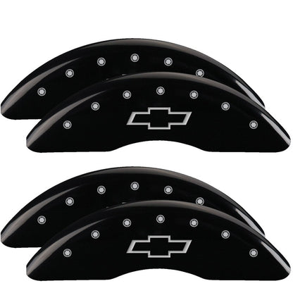 MGP 4 Caliper Covers Engraved Front & Rear Bowtie Black finish silver ch