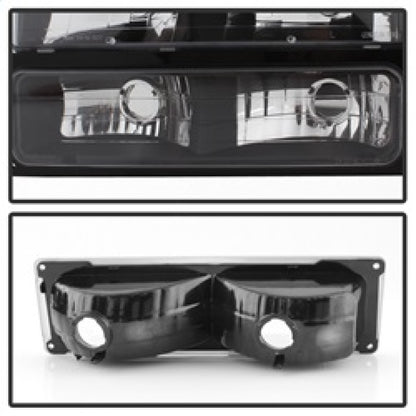 xTune Chevy Suburban 94-98 Headlights w/ Corner & Parking Lights 8pcs Black HD-JH-CCK88-AM-BK-SET
