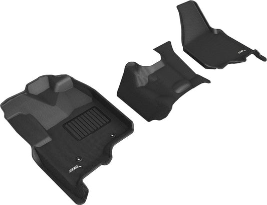 3D MAXpider 12-16 Ford F-250 350 450 Bench Seat No Floor Shift Kagu 1st Row Floormats - Black