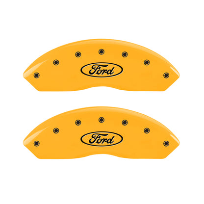 MGP 4 Caliper Covers Engraved Front & Rear Oval Logo/Ford Yellow Finish Black Char 2001 Ford F-150