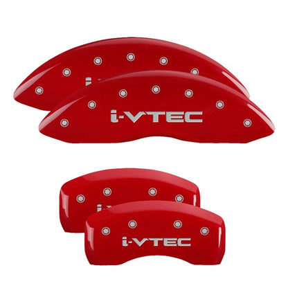 MGP 4 Caliper Covers Engraved Front & Rear I-Vtec Red Finish Silver Char 2017 Acura ILX