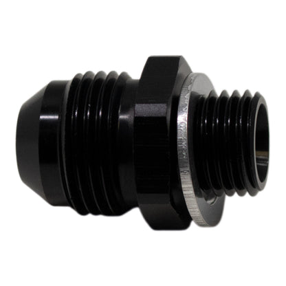 DeatschWerks 8AN Male Flare to M14 X 1.5 Male Metric Adapter (Incl Washer) - Anodized Matte Black