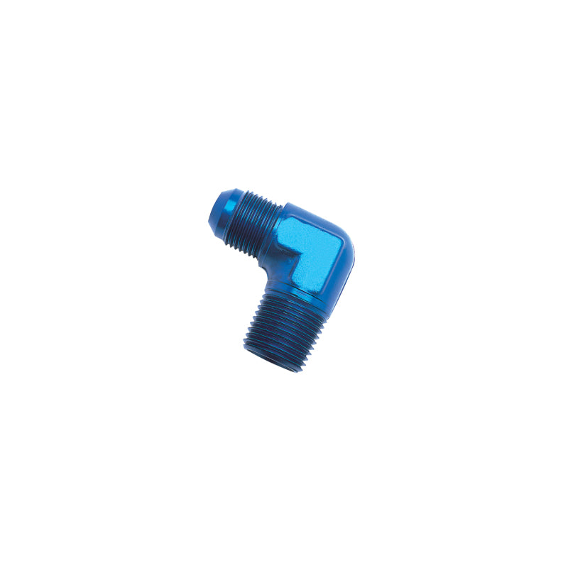 Russell Performance -10 AN to 1/2in NPT 90 Degree Flare to Pipe Adapter (Blue)