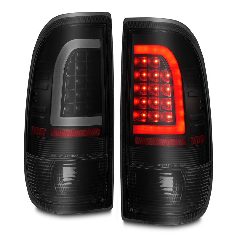 ANZO 1997-2003 Ford F-150 LED Tail Lights w/ Light Bar Black Housing Smoke Lens