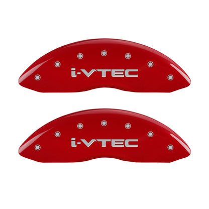 MGP 4 Caliper Covers Engraved Front & Rear I-Vtec Red Finish Silver Char 2017 Acura ILX