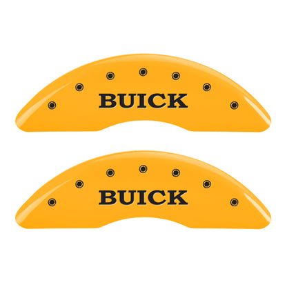 MGP 4 Caliper Covers Engraved Front Buick Engraved Rear Buick Shield Yellow finish black ch