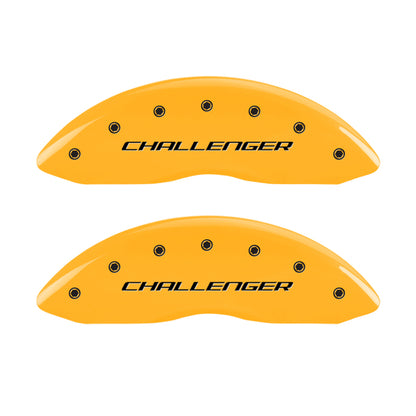 MGP 4 Caliper Covers Engraved Front & Rear Block/Challenger Yellow finish black ch