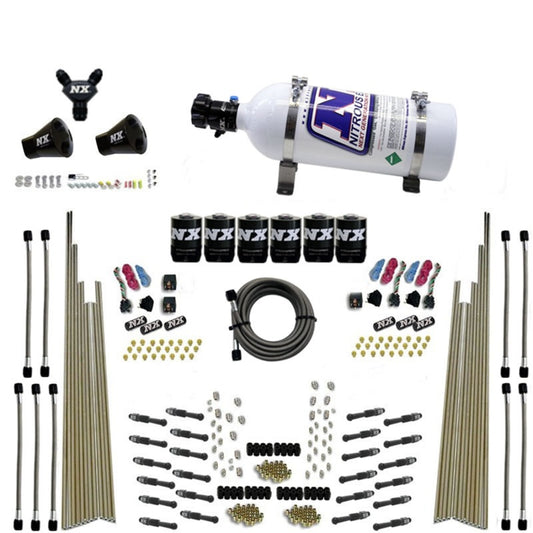 Nitrous Express 8 Cyl Dry Direct Port Three Stage 6 Solenoids Nitrous Kit (200-600HP) w/5lb Bottle