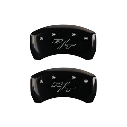 MGP 4 Caliper Covers Engraved Front Cursive/Challenger Engraved Rear RT Black finish silver ch