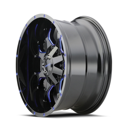 Mayhem 8015 Warrior 18x9 / 8x180 BP / 18mm Offset / 124.1mm Hub Black w/ Prism Blue Wheel