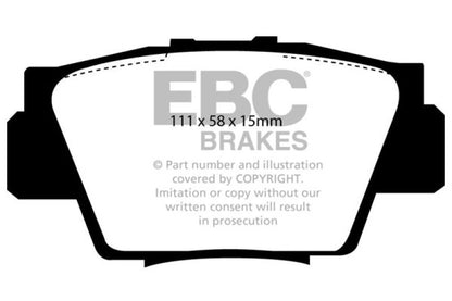 EBC 91-96 Acura NSX 3.0 Redstuff Rear Brake Pads