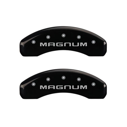 MGP 4 Caliper Covers Engraved Front & Rear Magnum Black finish silver ch