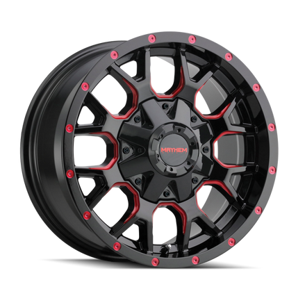 Mayhem 8015 Warrior 20x10 / 8x165.1 BP / -25mm Offset / 130.8mm Hub Black w/ Prism Red Wheel