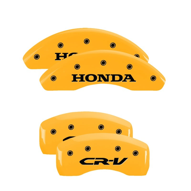 MGP 4 Caliper Covers Engraved Front Honda Rear CR-V Yellow Finish Black Char 2018 Honda CR-V