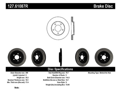 StopTech 05-10 Ford Mustang Slotted & Drilled Right Rear Rotor