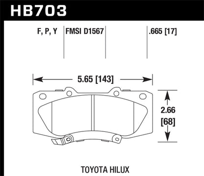 Hawk 05-13 Toyota Hilux HPS Street Brake Pads