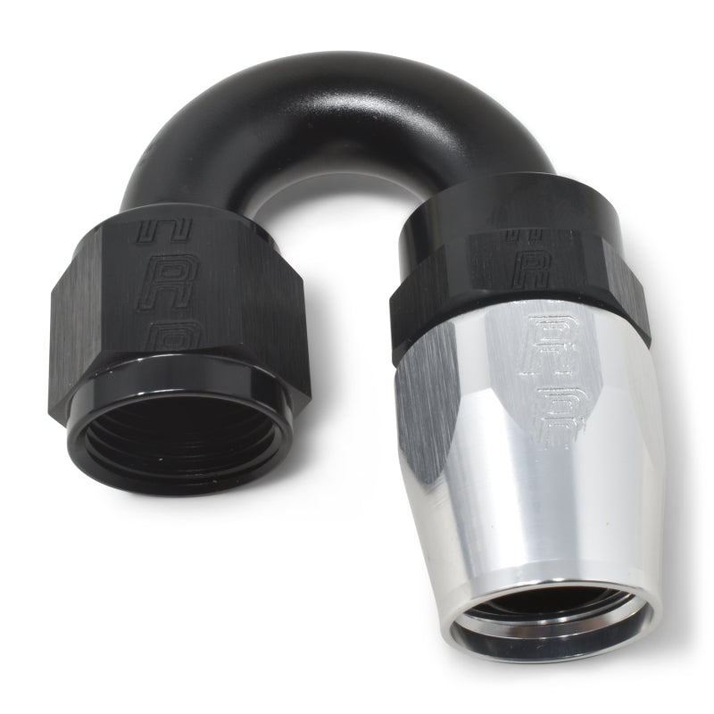 Russell Performance -6 AN Black/Silver 180 Degree Tight Radius Full Flow Swivel Hose End