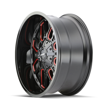 Mayhem 8107 Cogent 20x9 / 6x135 BP / 0mm Offset / 106mm Hub Black w/ Prism Red Wheel