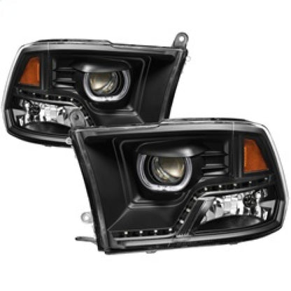 xTune Dodge Ram 2009-2014 Halo LED Projector Headlights - Black PRO-JH-DR09-CFB-BK