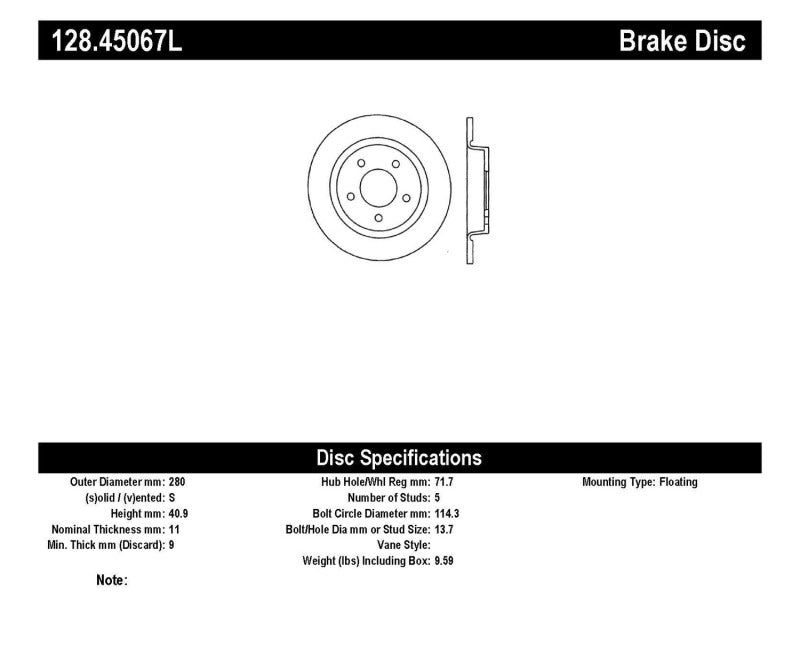 StopTech 04-10 Mazda3 Drilled Left Rear Rotor