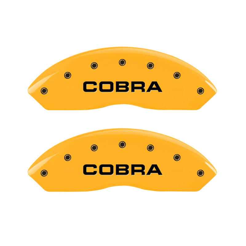 MGP 4 Caliper Covers Engraved Front & Rear Cobra Yellow Finish Black Char 2003 Ford Mustang