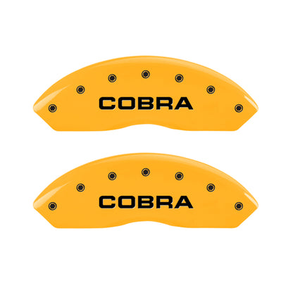 MGP 4 Caliper Covers Engraved Front & Rear Cobra Yellow Finish Black Char 2003 Ford Mustang