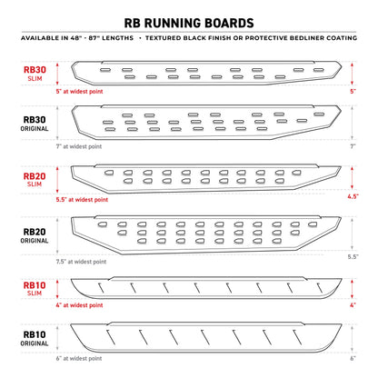 Go Rhino RB30 Slim Line Running Boards 57in. - Bedliner Coating (Boards ONLY/Req. Mounting Brackets)