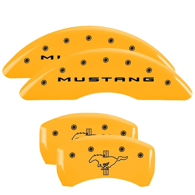 MGP 4 Caliper Covers Engraved Front 2015/Mustang Engraved Rear 2015/Bar & Pony Yellow fnsh black ch