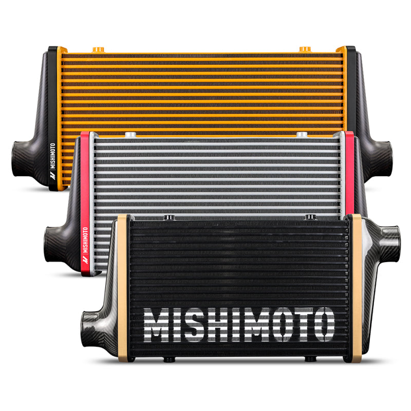 Mishimoto Universal Carbon Fiber Intercooler - Gloss Tanks - 600mm Gold Core - C-Flow - P V-Band