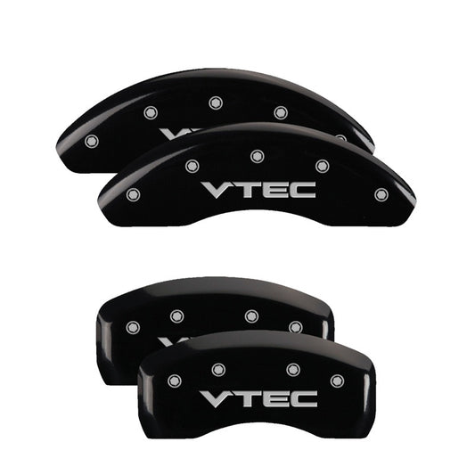 MGP 4 Caliper Covers Engraved Front & Rear Vtech Black finish silver ch