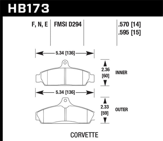 Hawk 84-87 Chevy Corvette 5.7 Blue 9012 Race Front Brake Pads