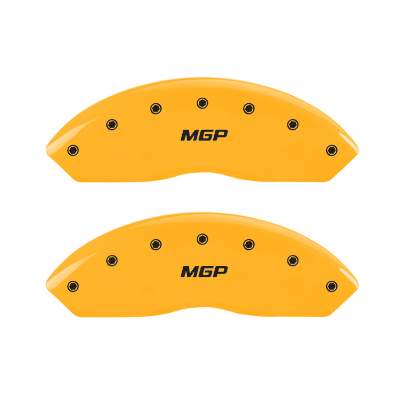 MGP Front set 2 Caliper Covers Engraved Front MGP Yellow finish black ch