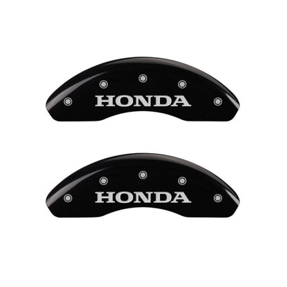 MGP 4 Caliper Covers Engraved Front Honda Engraved Rear H Logo Black finish silver ch