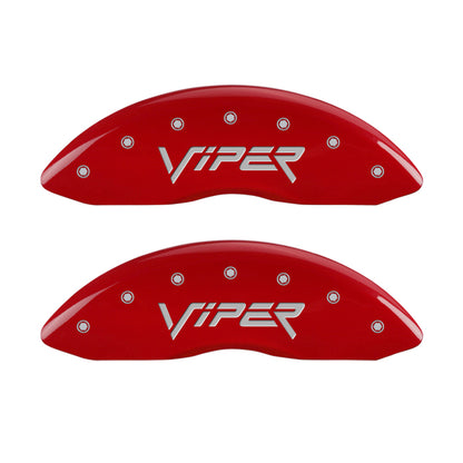 MGP 4 Caliper Covers Engraved Front Gen 2/Viper Engraved Rear Gen 2/Snake Red finish silver ch