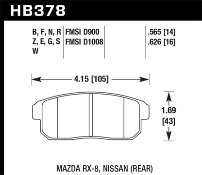 Hawk 03-07 RX8 Blue Race Rear Brake Pads D1008