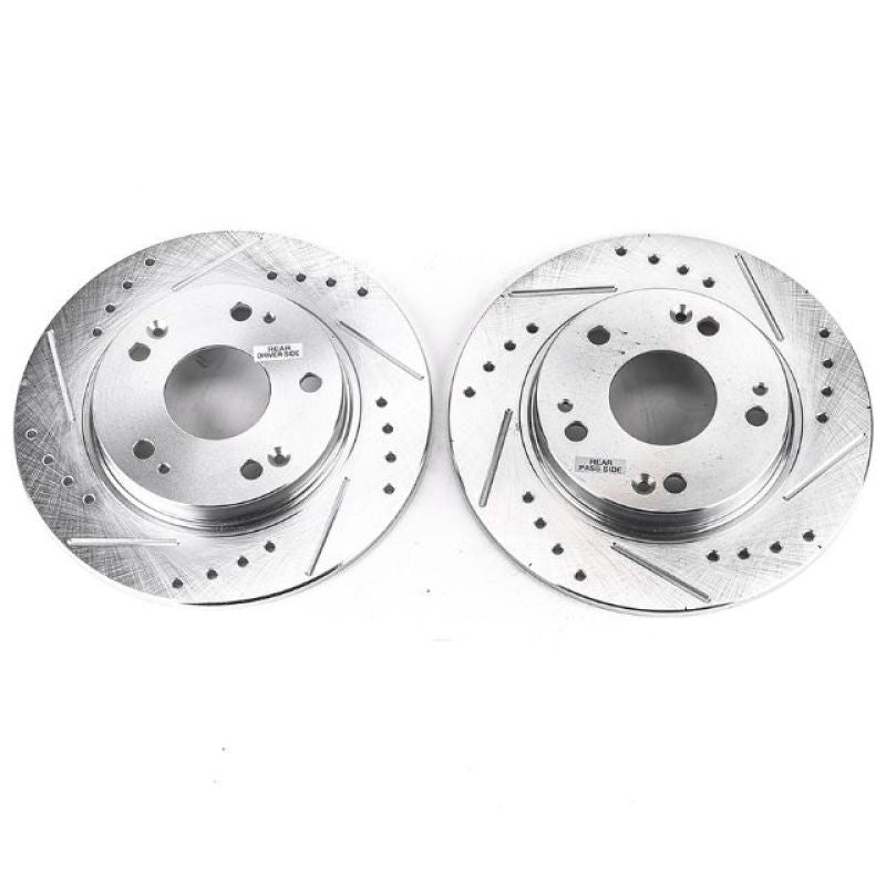 Power Stop 11-15 Honda CR-Z Rear Evolution Drilled & Slotted Rotors - Pair