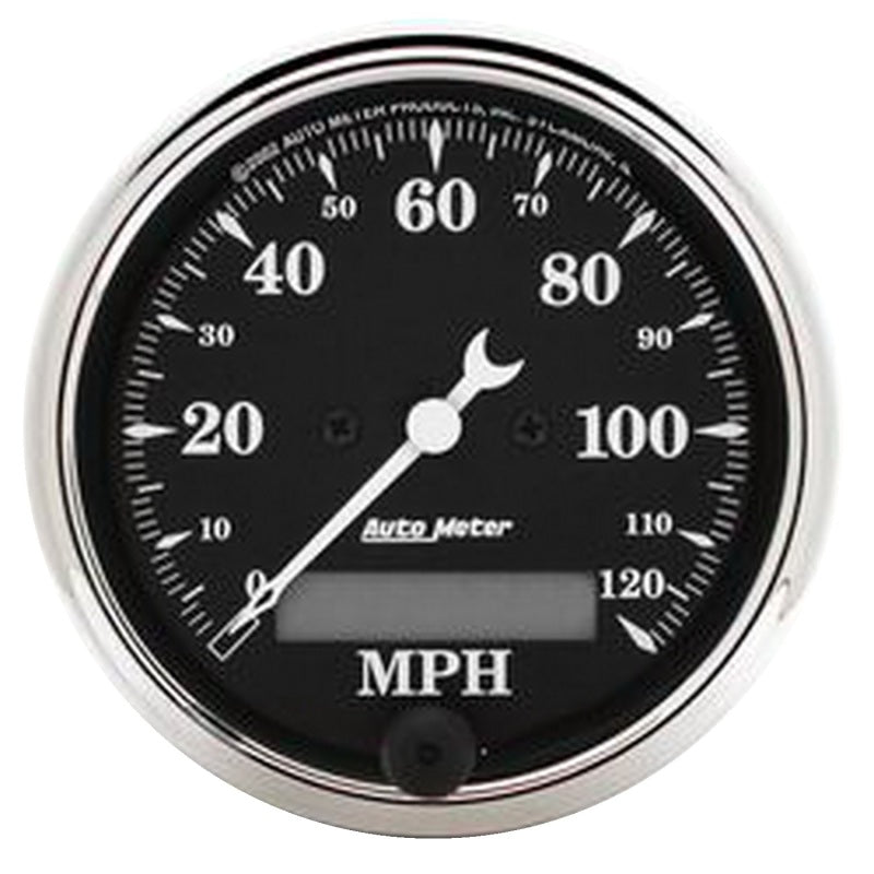 AutoMeter Gauge Speedo. 3-1/8in. 120MPH Elec. Prog. W/ Lcd Odo Old Tyme Blk