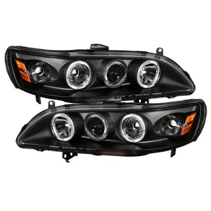 Spyder Honda Accord 98-02 1PC Projector Headlights LED Halo Amber Reflector Blk PRO-YD-HA98-AM-BK