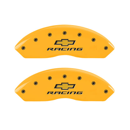 MGP 4 Caliper Covers Engraved F & R Chevy Racing Yellow Finish Black Char 1988 Chevrolet Corvette