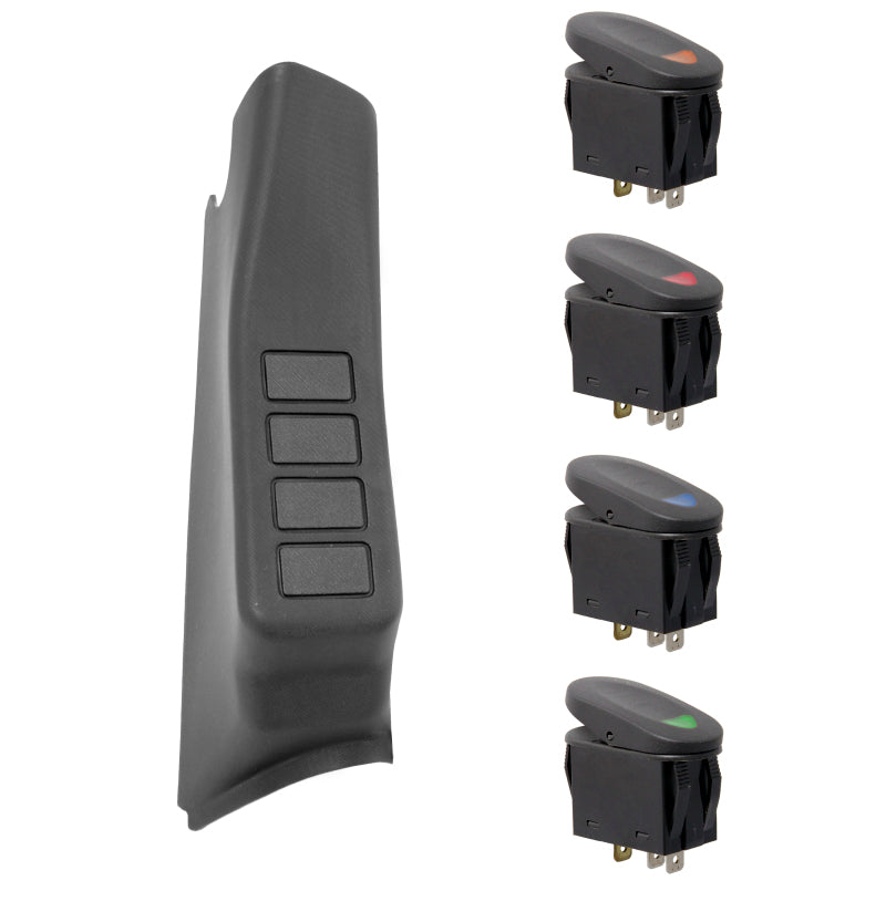 Rugged Ridge A-Pillar 4 Switch Pod Kit Black RHD 07-10 Jeep Wrangler