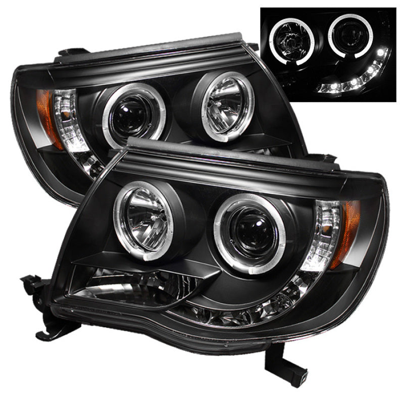 Spyder Toyota Tacoma 05-11 Projector Headlights LED Halo LED Black High H1 Low H1 PRO-YD-TT05-HL-BK