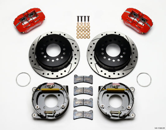 Wilwood Dynapro Low-Profile 11.00in P-Brake Kit Drill-Red Chevy 12 Bolt 2.75in Off w/ C-Clips