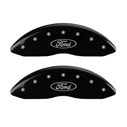 MGP Front set 2 Caliper Covers Engraved Front Oval logo/Ford Black finish silver ch