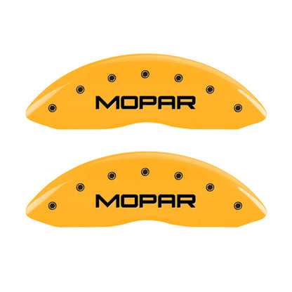 MGP 4 Caliper Covers Engraved Front & Rear Mopar Yellow Finish Black Char 2006 Dodge Charger