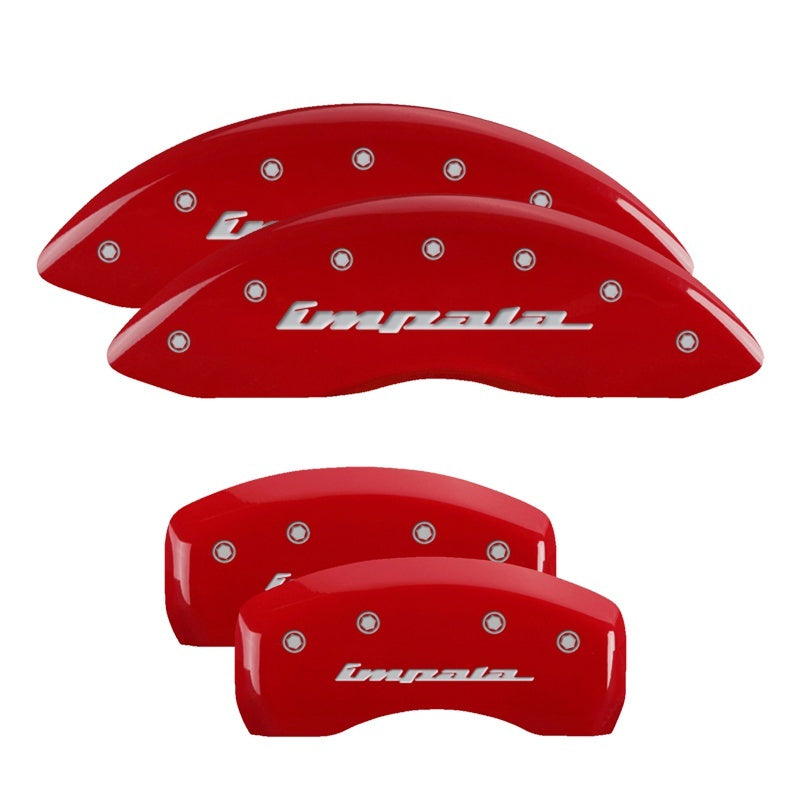 MGP 4 Caliper Covers Engraved Front & Rear Impala Red finish silver ch