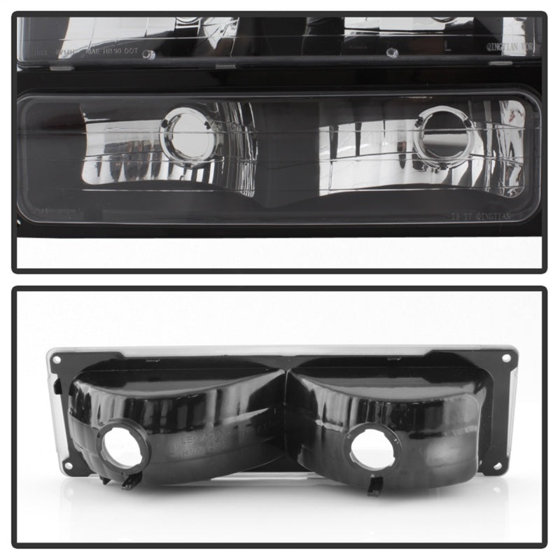 xTune Chevy Suburban 94-98 Headlights w/ Corner & Parking Lights 8pcs Black HD-JH-CCK88-AM-BK-SET