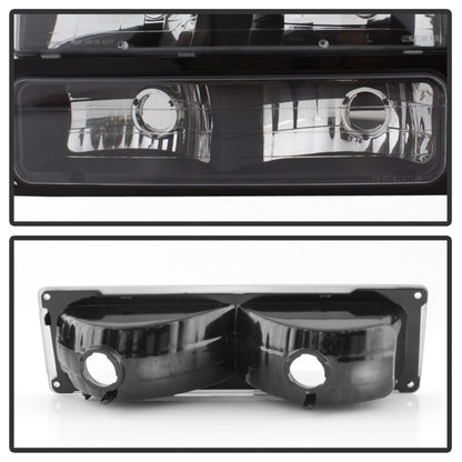 xTune Chevy Suburban 94-98 Headlights w/ Corner & Parking Lights 8pcs Black HD-JH-CCK88-AM-BK-SET