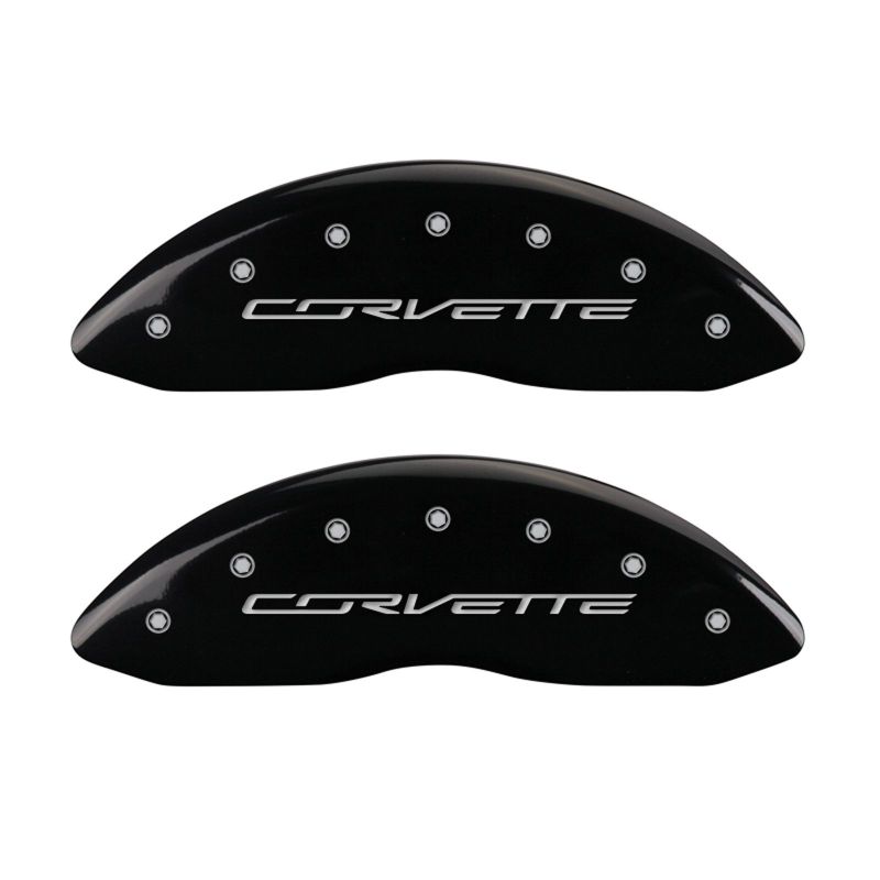 MGP 4 Caliper Covers Engraved Front & Rear C7/Corvette Black finish silver ch