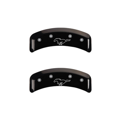 MGP 4 Caliper Covers Engraved Front Mustang Engraved Rear Pony Black finish silver ch